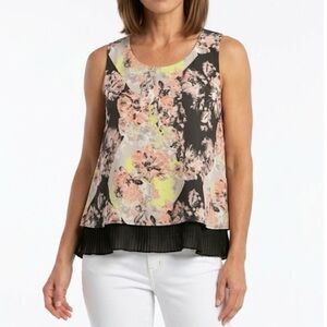 Bar III Swing Top Floral Layered Sleeveless XL Garden Brunch Work Boho